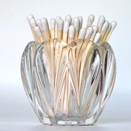 Glass Match Holder with Striker - 4“ Matches in a Jar for Bathroom Candle, or Fireplace - Housewarming Gift for Candle Lover - Flower Style Candle Accessories, Matches Not Included