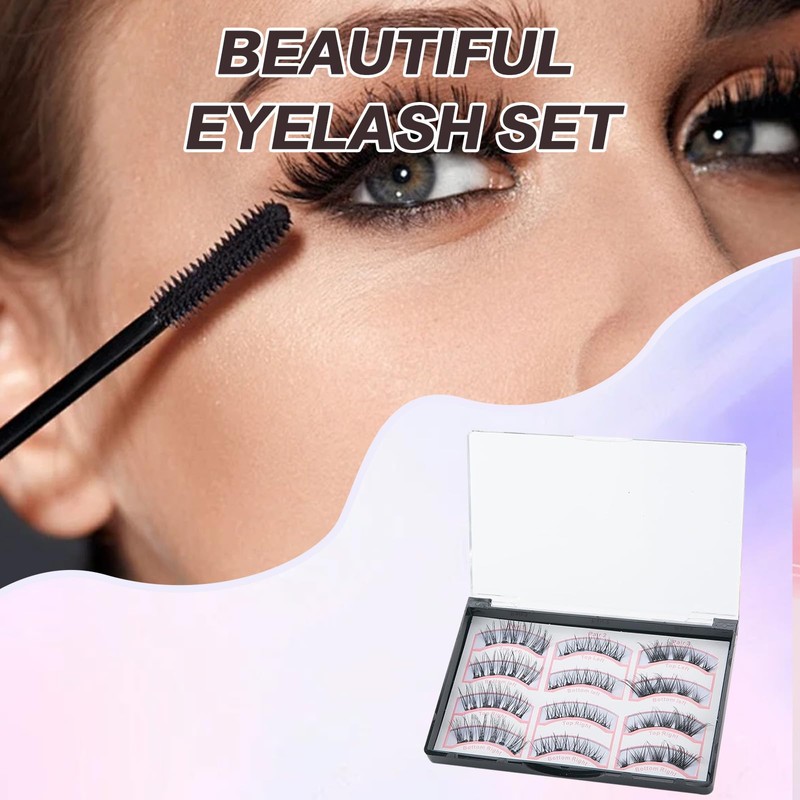 Landrain Pack of 12 3D Magnetic Lashes, Magnetic Eyelashes, Natural
