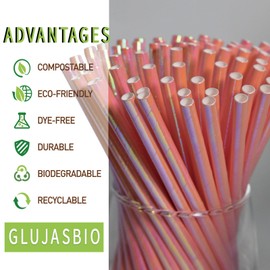 Short Paper Cocktail Straws Disposable, Iridescent Pink - 5.75 Inch Sip Stirrers, Drinking Straw for Wedding, Birthday Party,Bar, Restaurants