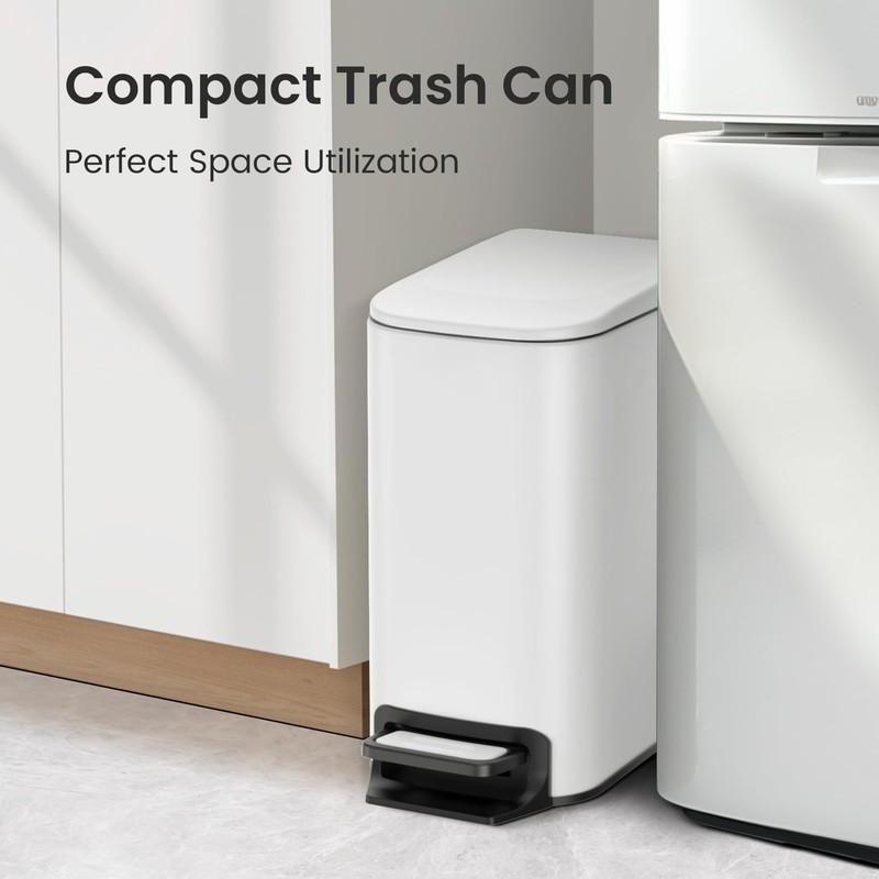 Cesun Small Bathroom Trash Can with Lid Soft Close, Step
