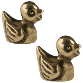 MHYGKTXRA 2pc Little Duck Ornament, Brass Statue Art Craft, Tea Pet, for Home Living Room Office Cafe Decor, Room Tabletop Display Entryway Decor