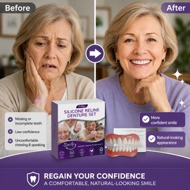 Temporary Cosmetic Denture Set for Adults – Soft Upper & Lower False Teeth for Smile Appearance Support