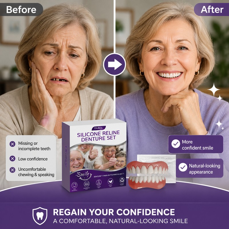 Temporary Cosmetic Denture Set for Adults – Soft Upper &