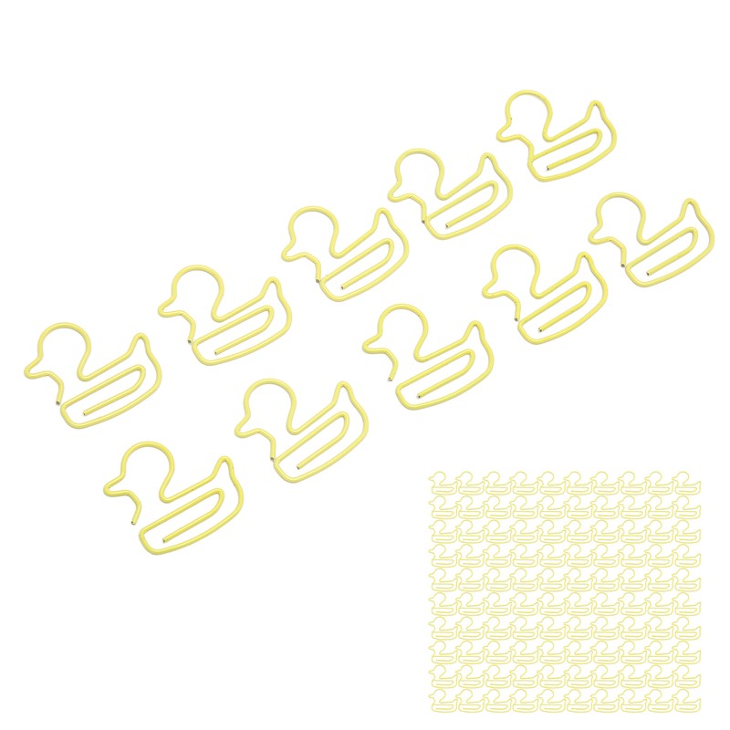 100Pcs Paper Clips Yellow Duck Shape Lightweight Portable Electroplating Process
