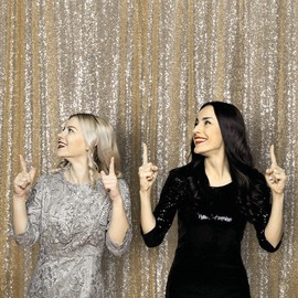 JYFLZQ Champagne Sequin Backdrop Curtain 4FTx6.5FT 1Panel Sparkly Photography Background Drapes Glitter Photo Booth Backdrops for Birthday Wedding Party