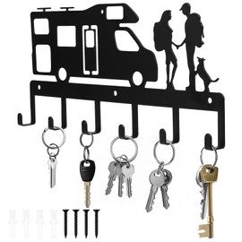 QJKEJI Key Holder for Wall, Black Cat Key Hooks Wall Mounted, Keys Racks Hangers Holders with 6 Hooks for Living Room Hallway Entrance Kitchen Office Décor(Sweet Couple)