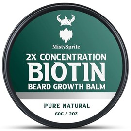MistySprite Beard Balm for Men, 2X Concentration Biotin Thickening Formula, Natural Beard Conditioner with Castor Oil, Argan Oil, Jojoba Oil & Vitamin E, 2 oz Styling Softener for Beard Growth (Cedar)