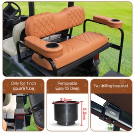 NOKINS Golf Cart Diamond Flip Armrest with Cup Holder, No Drilling Required, Golf Cart Folding Hinged Armrest, Inward Mount, for Club Car EzGo Yamaha Back Seat Kit (Diamond Brown)
