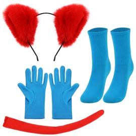 Kuscul 4Pcs Fox Costume Accessories Kit Include Headband Tail Gloves and Socks for World Book Day Dress Up