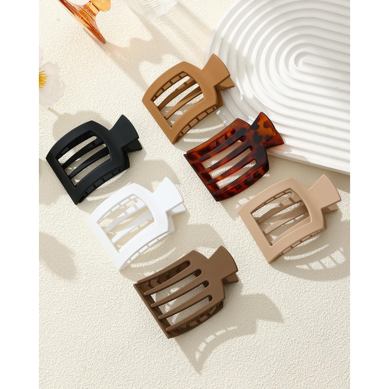 6 Pack Flat Hair Clips for Women Lay Down Claw