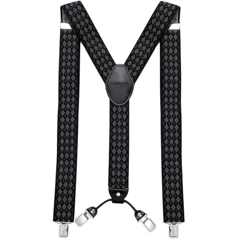 DonDon Men's Braces Wide 3.5 cm with 4 Braces Clips