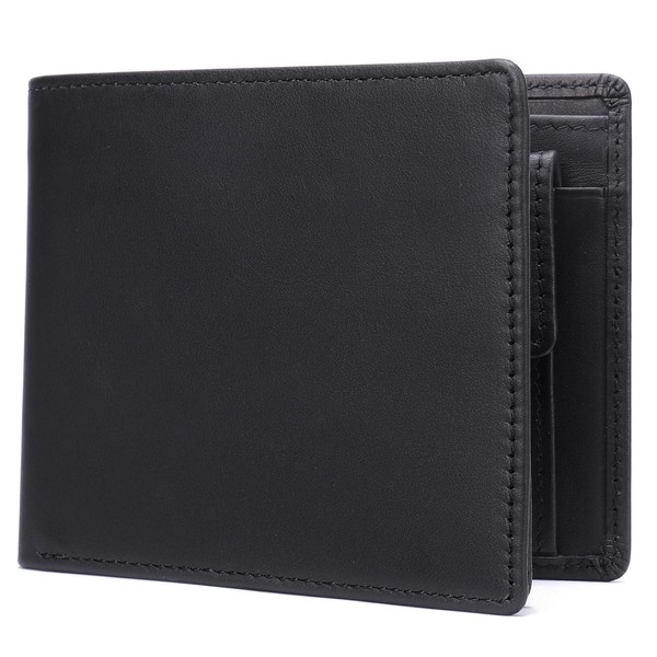 Roypad Men's Bi-Fold Wallet, Genuine Leather, Thin, Large Capacity, Skimming