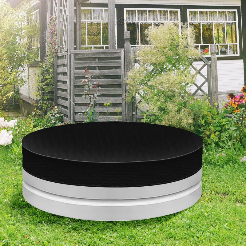 TOYMIS 8ft Round Stock Tank Pool Cover, Waterproof Dustproof Protector,