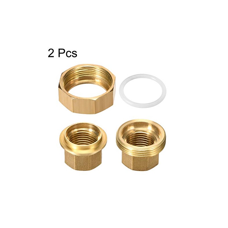 sourcing map Brass Pipe Union Connector Coupling 1/2PT Fitting with