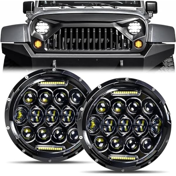 LED Headlight for Wrangler, 7" Round LED Headlights 105W Headlight