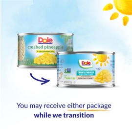 Dole Canned Fruit, Crushed Pineapple in 100% Pineapple Juice, Gluten Free, Pantry Staples, 8 Oz, 12 count