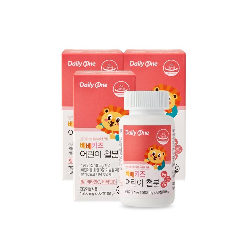 Daily One 데일리원 베베키즈 어린이 철분 1,800mg X 60정 3통