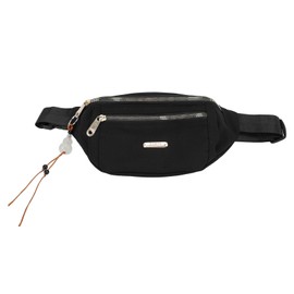 Waist Bag Multi Layer Stylish PU Smooth Zipper Large Capacity Adjustable Belt Waist Pack for Sports Black