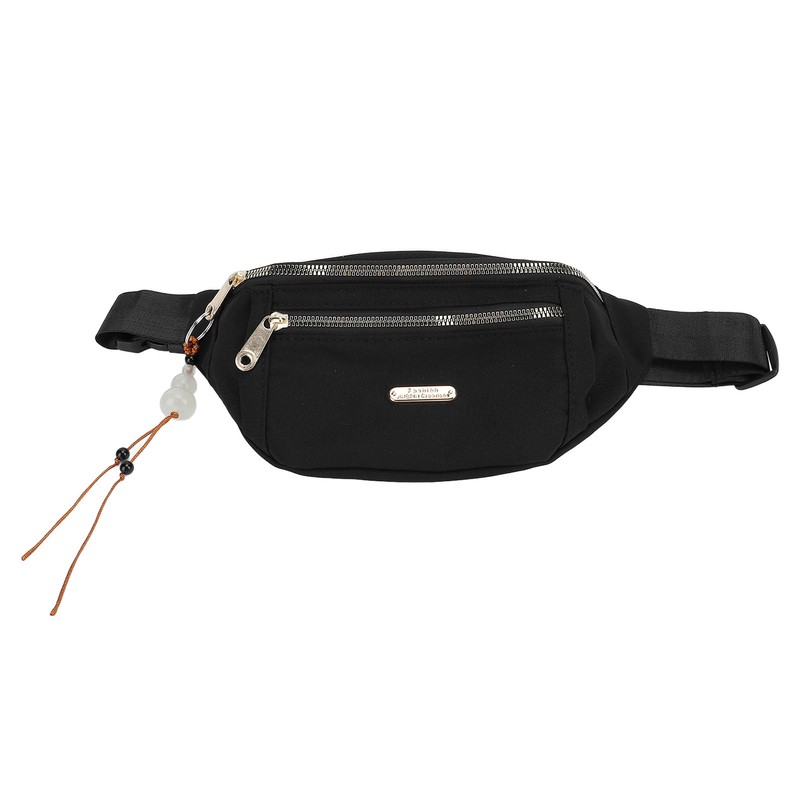 Waist Bag Multi Layer Stylish PU Smooth Zipper Large Capacity