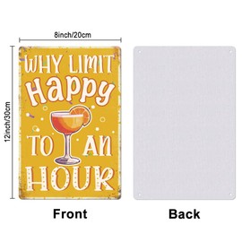GLOBLELAND "Why Limit Happy To An Hour" Tin Sign Bar Metal Tin Sign Orange Juice Metal Vintage Sign 12×8inch Funny Wall Decor Tin Signs for Home Farm Bar Coffee Shop Club Decoration