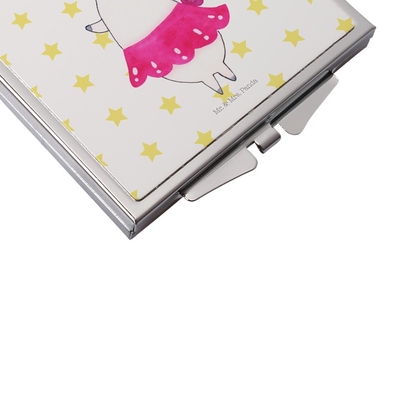 Mr. & Mrs. Panda Handtaschenspiegel quadratisch Einhorn Ballerina - Geschenk,