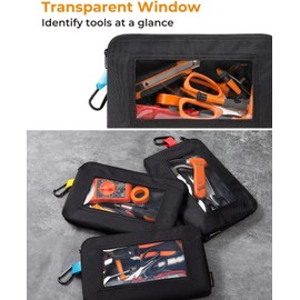 Foxrino Clear Tool Pouch, Heavy Duty Small Tool Bag with Zipper, Canvas Tool Pouch Organizer Bags for Men for Workshop, Contractors, Electricians & DIY Enthusiasts, Pencil Case, 6 Pack