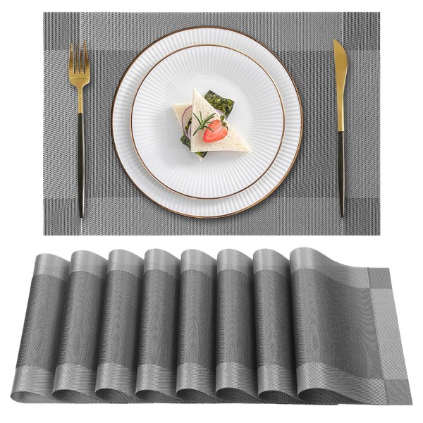 Gucass Set of 8 Placemats, Washable, PVC Place Mats, Wipe