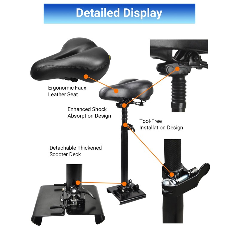 KALLAK Electric Scooter Seat Suitable Only for Curved Edge Deck