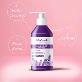 Biofresh Cosmetics Via Natural Lavender Oil Liquid Soap with Lavender Oil, Cleans, Refreshes and Fragrances the Skin, Liquid Soap 300 ml