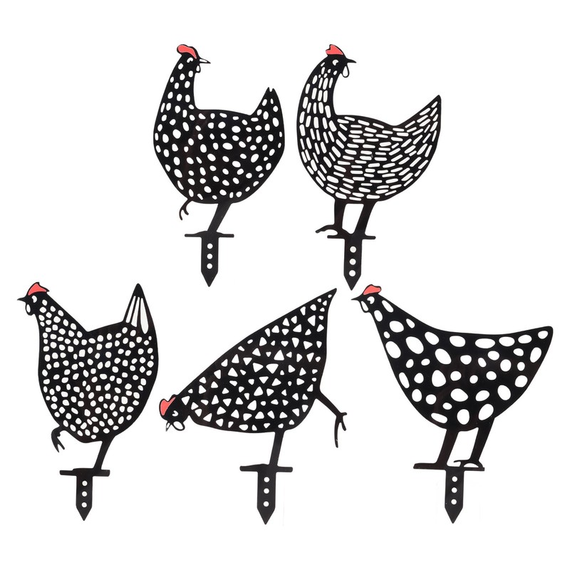 5Pcs Rooster Silhouette Acrylic Hollowed Assorted Style Rich Details Black