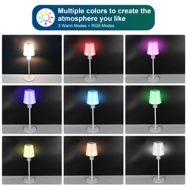 5000mAh Rechargeable Cordless Table Lamps, RGB Colors and Warm Light Stepless Dimming, LED Desk Lamp for Bedroom/Couple Dinner/Desk/Cafe/Dining Room/Terrace (1)