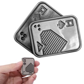 Fidget Slider, Metal Poker Push Card with Silver A Fidget Clicker Funny Magnetic Stress Relief Toy Fidget Toy for Adults and Teens