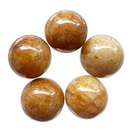 Ladeukoi 5 Stück 20mm Runde Stein Ball Set für Wohndekoration, Kristall Polierte Heilung Edelstein Fengshui Mineral Schmuck Herstellung, Gelb Jade