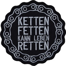 Motorcycle Sew-On Patch "Chain Fat Can Save Life" Biker Iron-On / Iron-On Patch Mechanic Iron-On Applique for Motorcycle Accessories 88 x 88 mm