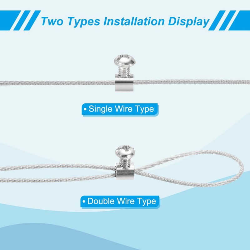 PATIKIL 5.3x6mm Wire Rope Clip 25 Metal Cable Clamp 3.5mm