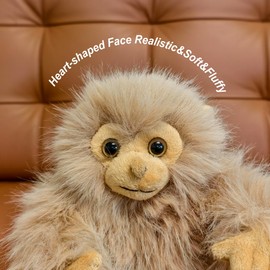FIAEUGZKM Realistic Monkey Stuffed Animal 7.87in Simulated Long-Tailed Monkey Plush Toy Cute Fluffy Cuddly Orangutan Plushie for Kids Adults Birthday Festival Gift Bed Home Decor Toys Beigen