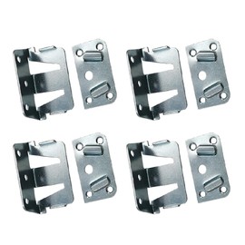 Bed Rail Brackets Hinges, 4 Pack Heavy Duty Wood Bed Rail Bracket Bed Slat Connector, Wood Bed Connecting Fixings for Bedframe Bedboard (Silver Zinc)
