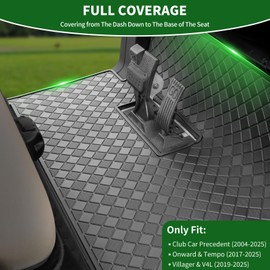 Cartalia Golf Cart Floor Liner Mat 8mm Thick Rubber Full Coverage Fit for Club Car Precedent 2004-2025 / Onward & Tempo 2017-2025 / Villager & V4L 2019-2025 Cart Non-Slip Mats Replacement - Black Trim