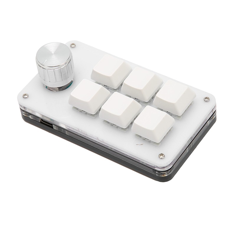 6 Key One Handed Mechanical Keyboard with Knob Wired Plug
