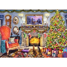 Trefl 20171 Adult 1000 Elements, Wood Craft, Wooden Craft, Irregular Shapes, 100 Christmas Figures, Premium Modern Puzzle, DIY, Fun for Adults and Children from 12, Wooden Puzzle, Fireplace