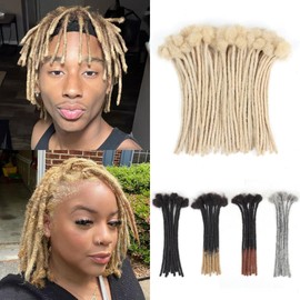 Lounoke 8 Inch 40 Strands Loc Extensions Human Hair, 0.6cm Pencle Size Dreadlock Extensions Human Hair for Women Men Full Handmade Permanent Dreads Locs(613#)