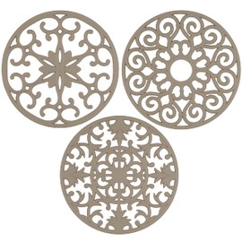 gasaré, Extra Large, Thick, 10" Silicone Trivets for Hot Dishes, Pots, and Pans, Hot Pads for Countertops, Flexible, Dishwasher Safe, 10 x ¼ Inches, Set of 3, Taupe