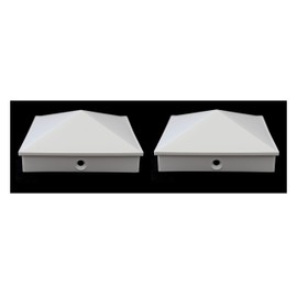 Plastic Pyramid 4x4 Nominal (3-5/8"x3-5/8") Fence Post Caps with Pre-Drilled Hole Black or White Multi- Quantity Packs (2, White)