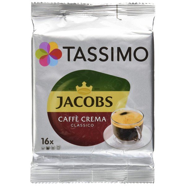 Tassimo Jacobs Caffè Crema Classico, Coffee with Fine Cream, 16 T-Discs