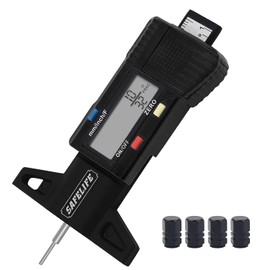 SAFELIFE Digital Tire Tread Depth Gauge, 3 Modes-Fractional Inch, Decimal Inch and Millimeter, Zeroable Tire Tread Depth Gauge for Motorcycles,Cars,Trucks Accurate Tyre Tread Depth Gauge-Black