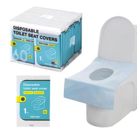 TRIPTIPS Toilet Seat Covers Disposable Travel Pack 60 count｜Faster use-Sticker free｜Waterproof｜XL Disposable Toilet Seat Cover for Adults and Kids, Individually for Public Restroom/Airplane (60pcs)