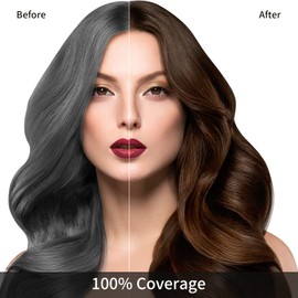 KINGMING Dark Brown Herbal Instant Color Shampoo for Gray Hair Coverage for Women & Men - 3 in 1 Champu Con Tinte Para Canas 500ml