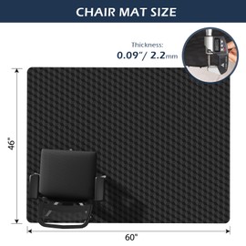 Chair Mat for Carpet, SALLOUS 46" x 60" Office Chair Mat for Carpeted Floors, Heavy Duty Vinyl Floor Mat with Grips, Carpeted Floor Protector Computer Desk Mat for Home Office (Black - 3D Geometric)