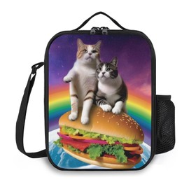 Ximjoju Insulated Lunch Bag, Reusable Portable Lunch Box With Shoulder Strap, Cat Lunch Bag, Funny Cute Bento Lunchbox Cooler Thermal Meal Tote Kit