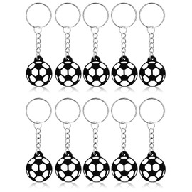 Football Keychain, Pack of 10 Mini Sports Ball Keyrings, Football Key Chain Children for Backpack Decoration, Key Chain for Football Party Decorations, white black